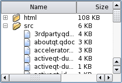 Screenshot of a Plastique style tree view